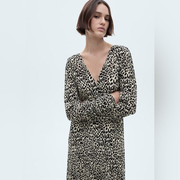 Mango Ecru leopard print long dress NWT - Picture 3 of 7
